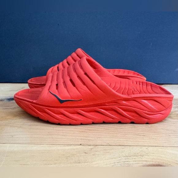 Unisex Hoka One One Ora Recovery Coral Oversized Midsole Meta-Rocker Slides M7W9 - Picture 8 of 12